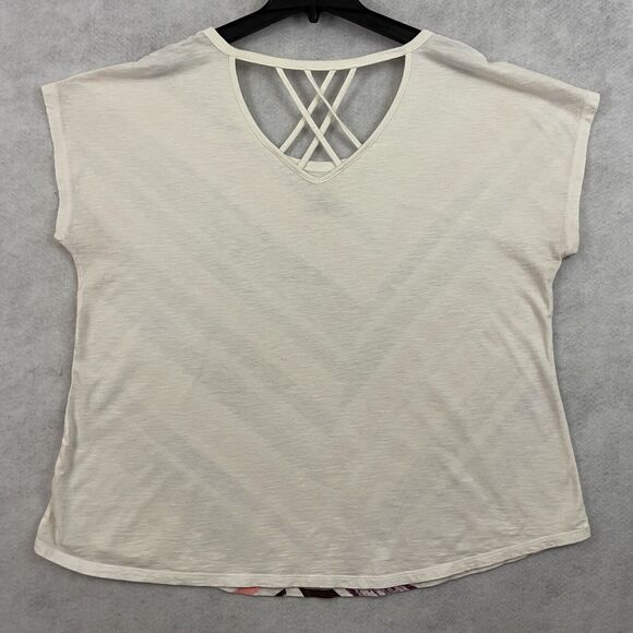 Lane Bryant Blouse Womens 18/20 Striped Multicolor Cut Out Back T Shirt Top - Picture 4 of 9